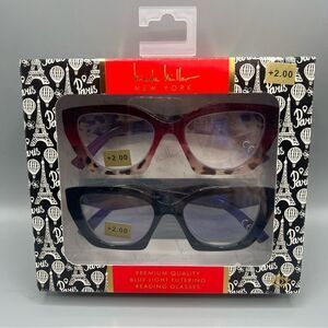 Nicole Miller Premium Blue Light Filtering Reading Glasses 2 Pairs + 2.00